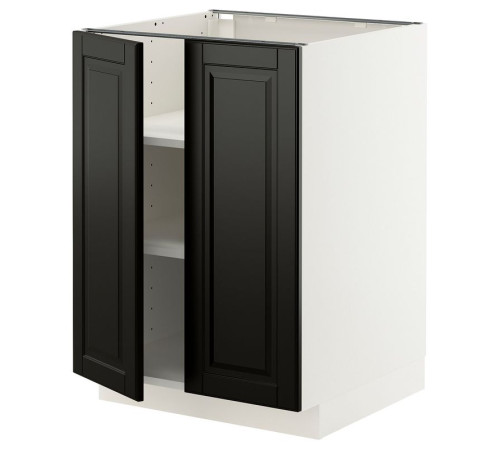 Szafka stj/półki/2 drzwi, biały/Bodbyn czarny METOD 695.791.02