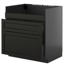 Тумба под мойку HAVSEN/3fr/2sz, черно-серая/Lerhyttan черная тонировка METOD / KNIVSHULT 695.870.98
