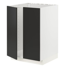 Шкаф с раковиной/2 дверцы, белый/матовый антрацитовый Nickebo METOD 794.974.36