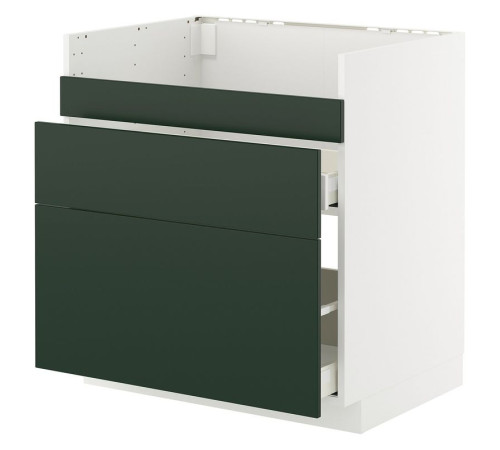 Szafka pod zlew HAVSEN/3fr/2szu, biały/Havstorp głęboki zielony METOD / MAXIMERA 795.575.81
