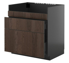 Тумба под мойку HAVSEN/3fr/2sz, черно-серая/коричневая Sinarp METOD / KNIVSHULT 795.895.39