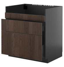 Тумба под мойку HAVSEN/3fr/2sz, черно-серая/коричневая Sinarp METOD / KNIVSHULT 795.895.39