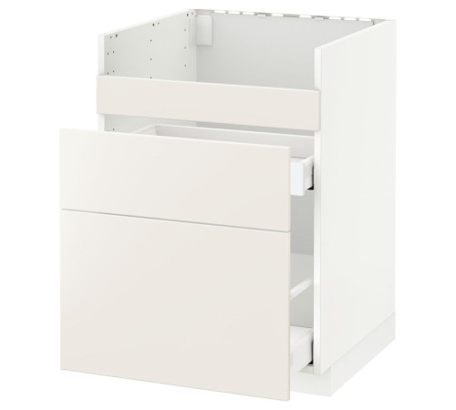 Szafka pod zlew HAVSEN/3fr/2szu, biały/Veddinge biały METOD 892.805.11