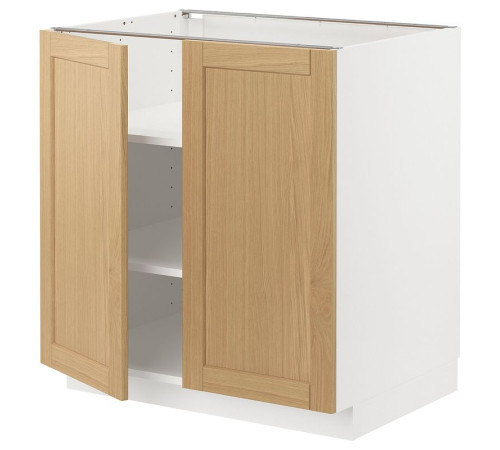 Szafka stj/półki/2 drzwi, biały/Forsbacka dąb METOD 895.090.90