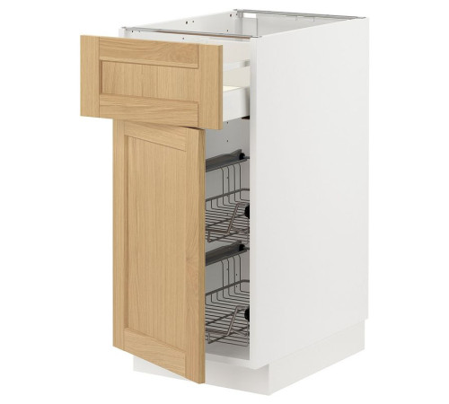 Szafka stj/kosz dr/szuf/drzwi, biały/Forsbacka dąb METOD / MAXIMERA 895.091.94