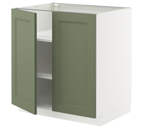 Szafka stj/półki/2 drzwi, biały/Axstad szarozielony METOD 895.174.91