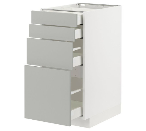 Sza st 4fr/4szu, biały/Havstorp jasnoszary METOD / MAXIMERA 895.383.99