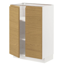 Тумба под шкаф/полки/2 дверцы, белая/имитация дуба Voxtorp METOD 895.390.49