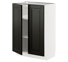 Szafka stj/półki/2 drzwi, biały/Bodbyn czarny METOD 895.786.96