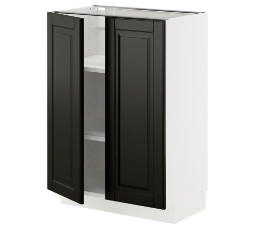 Szafka stj/półki/2 drzwi, biały/Bodbyn czarny METOD 895.786.96