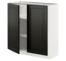 Szafka stj/półki/2 drzwi, biały/Bodbyn czarny METOD 895.788.56