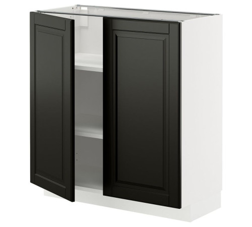 Szafka stj/półki/2 drzwi, biały/Bodbyn czarny METOD 895.788.56