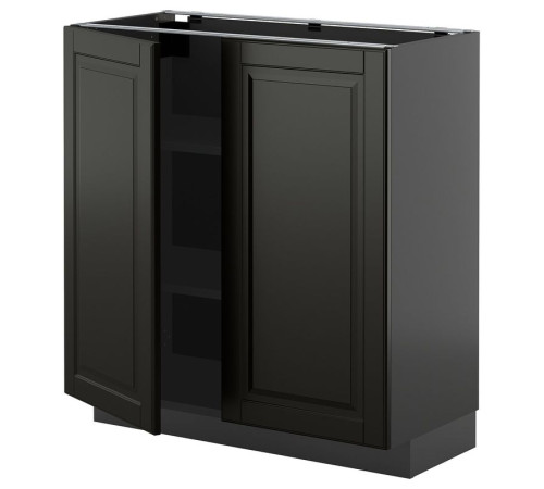 Szafka stj/półki/2 drzwi, czarnoszary/Bodbyn czarny METOD 895.881.05