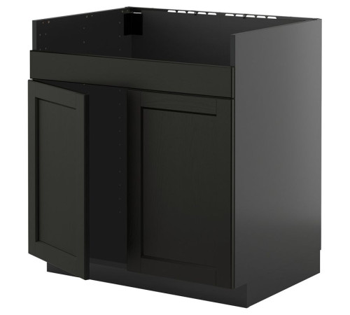 Szafka pod zlew HAVSEN 2kom, czarnoszary/Lerhyttan bejcowane na czarno METOD 895.882.09