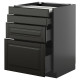 Szafka st z wysuwanym blatem/3szu, czarnoszary/Bodbyn czarny METOD / KNIVSHULT 895.896.33