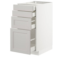 Sz stj 4fr/4szu, biały/Lerhyttan jasnoszary METOD / MAXIMERA 992.744.11