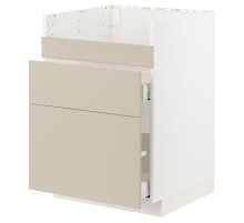 Szafka pod zlew HAVSEN/3fr/2szu, biały/Havstorp beżowy METOD / MAXIMERA 994.265.27