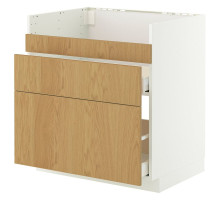 Szafka pod zlew HAVSEN/3fr/2szu, biały/Sinarp okl dęb METOD / MAXIMERA 996.006.06