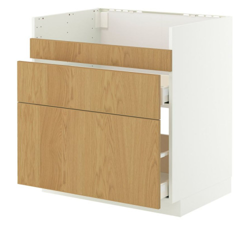 Szafka pod zlew HAVSEN/3fr/2szu, biały/Sinarp okl dęb METOD / MAXIMERA 996.006.06