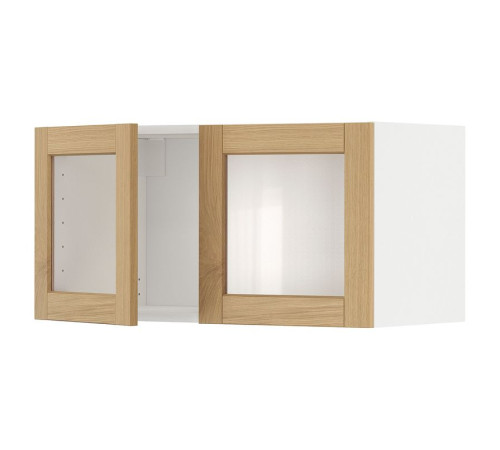 Szafka ścien/2 drzwi szk, biały/Forsbacka dąb METOD 095.093.53