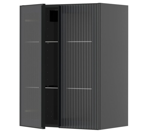 Sza śc pół/2 szkl drz, czarnoszary/Hejsta antracytowe ryflowane szkło METOD 095.872.37