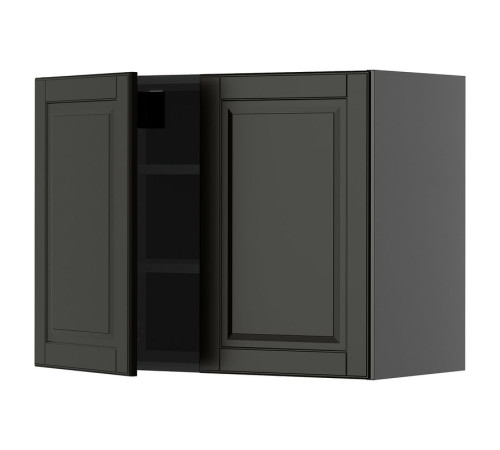 Szafka ścienna z półkami/2 drzwi, czarnoszary/Bodbyn czarny METOD 095.887.79