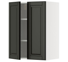 Szafka ścienna z półkami/2 drzwi, biały/Bodbyn czarny METOD 295.790.24