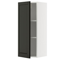 Szafka ścienna z półkami, biały/Bodbyn czarny METOD 295.790.57