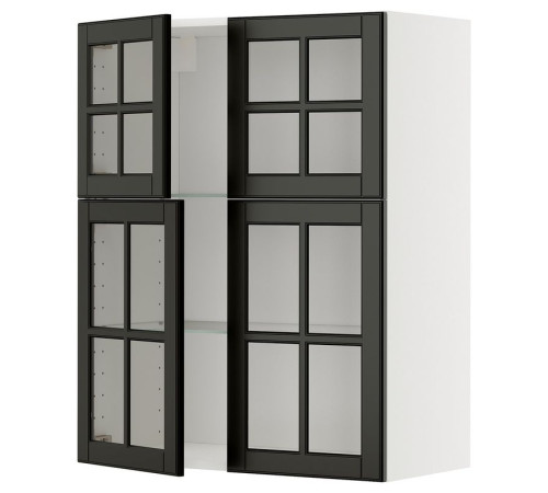 Sza śc z pół/4 szkl drz, biały/Bodbyn czarny METOD 395.788.11