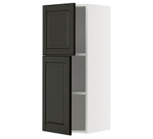 Szafka ścienna z półkami/2 drzwi, biały/Bodbyn czarny METOD 495.786.79
