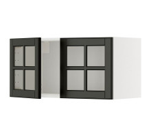 Szafka ścien/2 drzwi szk, biały/Bodbyn czarny METOD 495.790.99