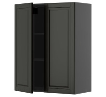 Szafka ścienna z półkami/2 drzwi, czarnoszary/Bodbyn czarny METOD 495.895.69