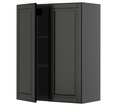 Szafka ścienna z półkami/2 drzwi, czarnoszary/Bodbyn czarny METOD 495.895.69