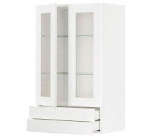 Sza śc 2 szkl drz/2 szuf, biały Enköping/biały imitacja drewna METOD / MAXIMERA 594.735.06