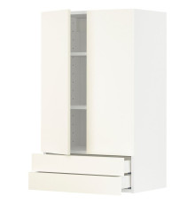 Настенный шкаф с 2 дверцами и 2 ящиками, белый/Vallstena white METOD / MAXIMERA 595.074.03