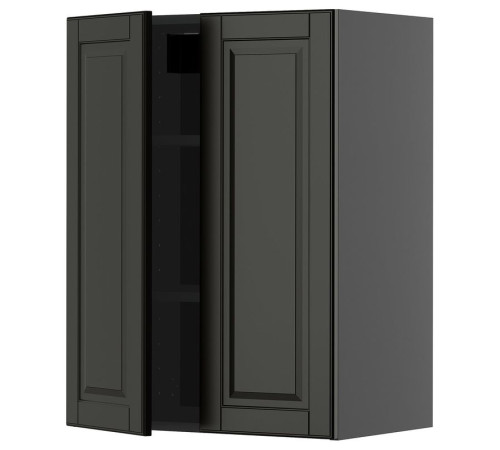 Szafka ścienna z półkami/2 drzwi, czarnoszary/Bodbyn czarny METOD 595.872.25