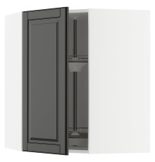 Угловой настенный шкаф с каруселью, белый/черный Bodbyn METOD 695.787.82