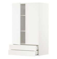 Настенный шкаф с 2 дверцами и 2 ящиками, белый/Veddinge white METOD / MAXIMERA 794.670.62