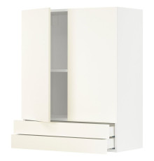 Настенный шкаф с 2 дверцами и 2 ящиками, белый/Vallstena white METOD / MAXIMERA 795.074.02
