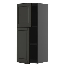 Настенный шкаф с полками/2 дверцами, черно-серый/черный Bodbyn METOD 795.872.34