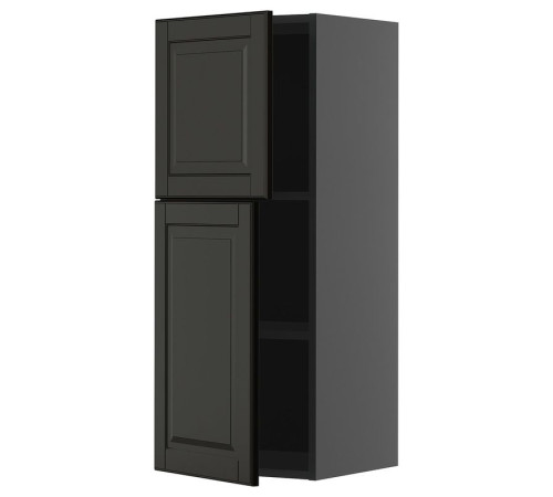 Szafka ścienna z półkami/2 drzwi, czarnoszary/Bodbyn czarny METOD 795.872.34