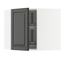 Угловой настенный шкаф с каруселью, белый/черный Bodbyn METOD 895.787.43