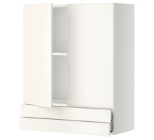 Настенный шкаф с 2 дверцами и 2 ящиками, белый/Veddinge white METOD / MAXIMERA 994.573.40