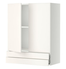 Настенный шкаф с 2 дверцами и 2 ящиками, белый/Veddinge white METOD / MAXIMERA 994.573.40