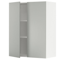 Szafka ścienna z półkami/2 drzwi, biały/Havstorp jasnoszary METOD 995.383.65