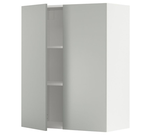 Szafka ścienna z półkami/2 drzwi, biały/Havstorp jasnoszary METOD 995.383.65