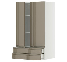 Sza śc 2 drz/2 szuf, biały/Voxtorp połysk ciemnoszarobrązowy METOD / MAXIMERA 995.770.50