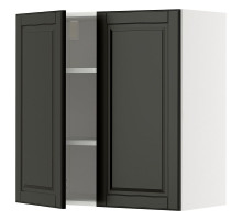 Настенный шкаф с полками/2 дверцами, белый/черный Bodbyn METOD 995.789.50
