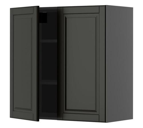 Szafka ścienna z półkami/2 drzwi, czarnoszary/Bodbyn czarny METOD 995.877.61