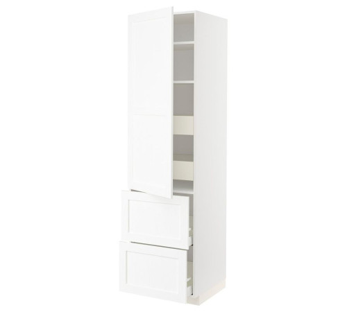 W sz z pół/4 szu/drz/2 fr, biały Enköping/biały imitacja drewna METOD / MAXIMERA 094.735.56